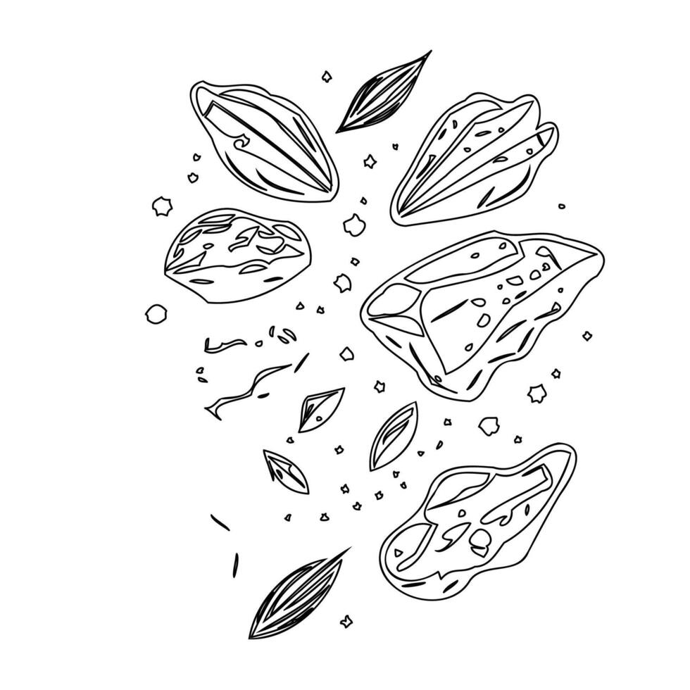 Asteroids outline illustration sketch vector