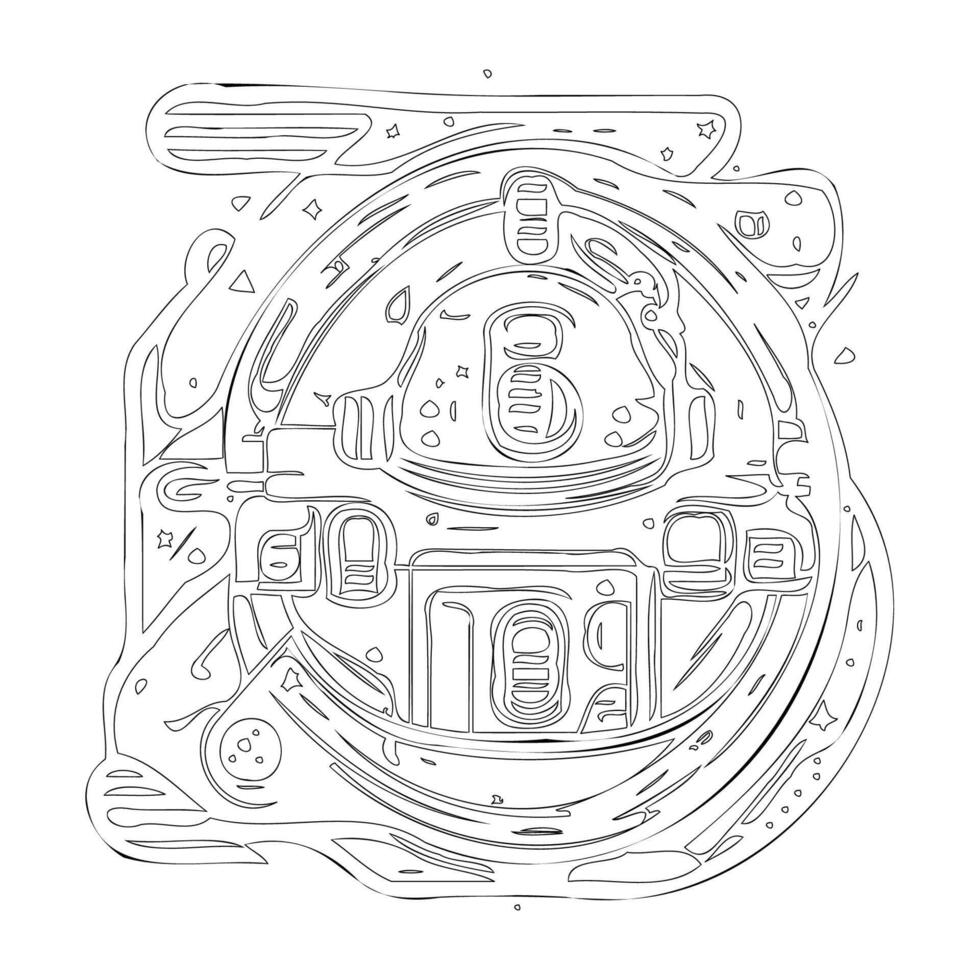 Space station outline illustration sketch vector