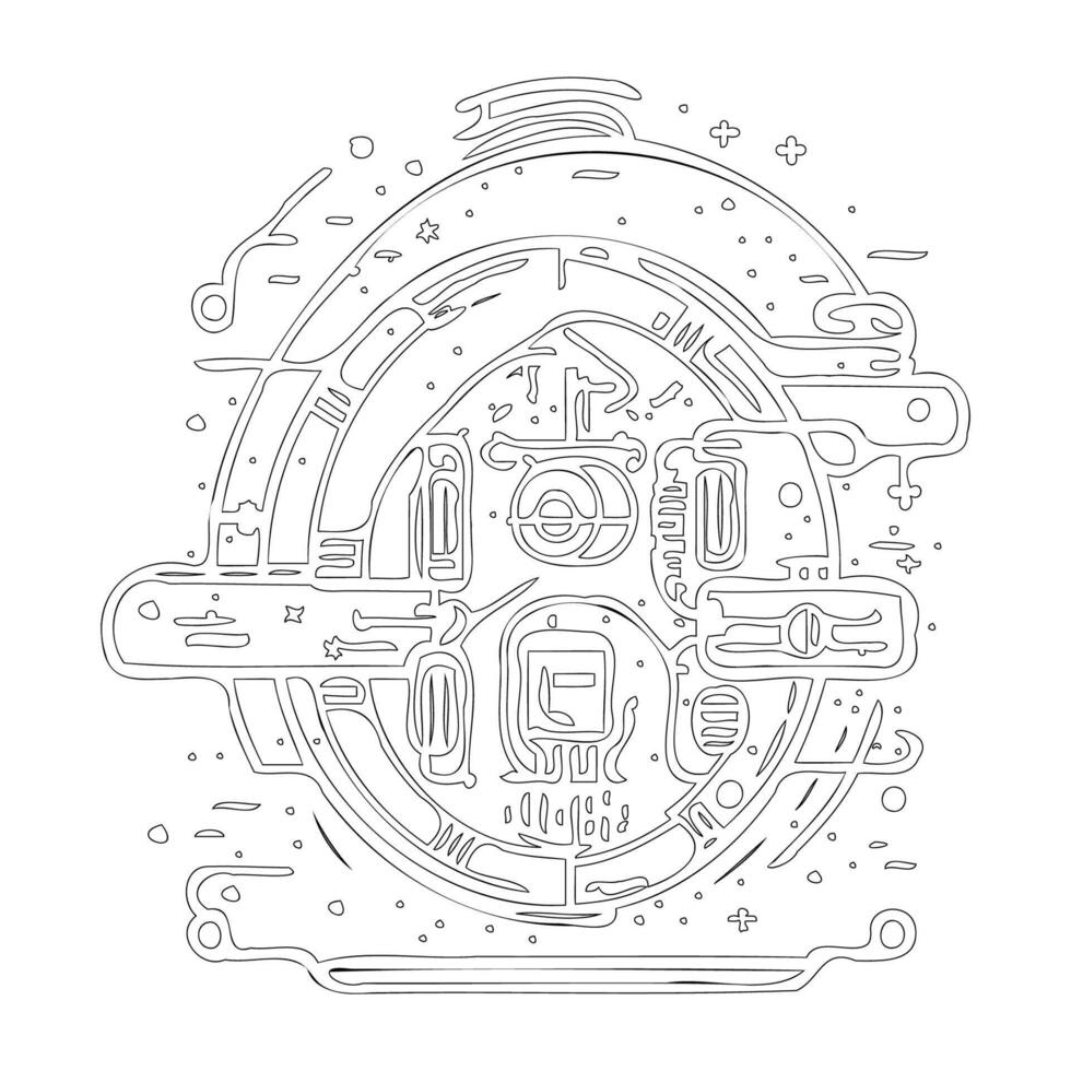 Space station outline illustration sketch vector