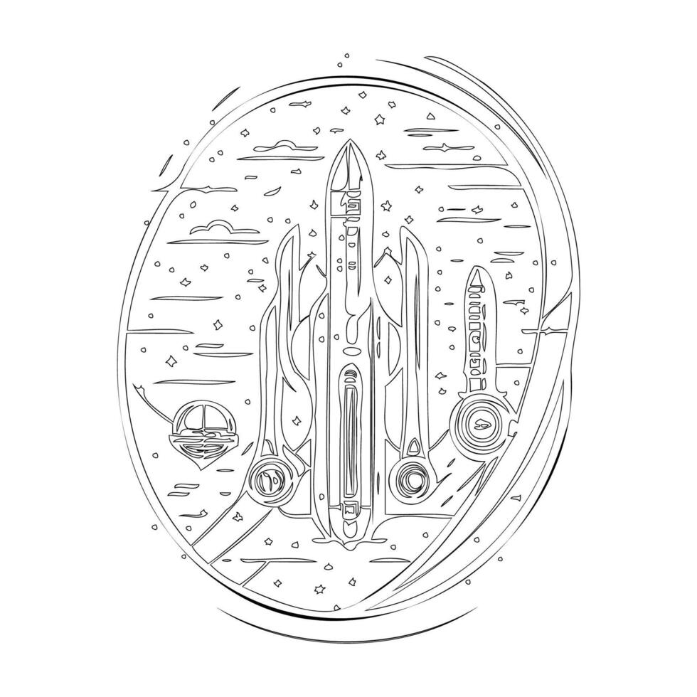 Space station outline illustration sketch vector