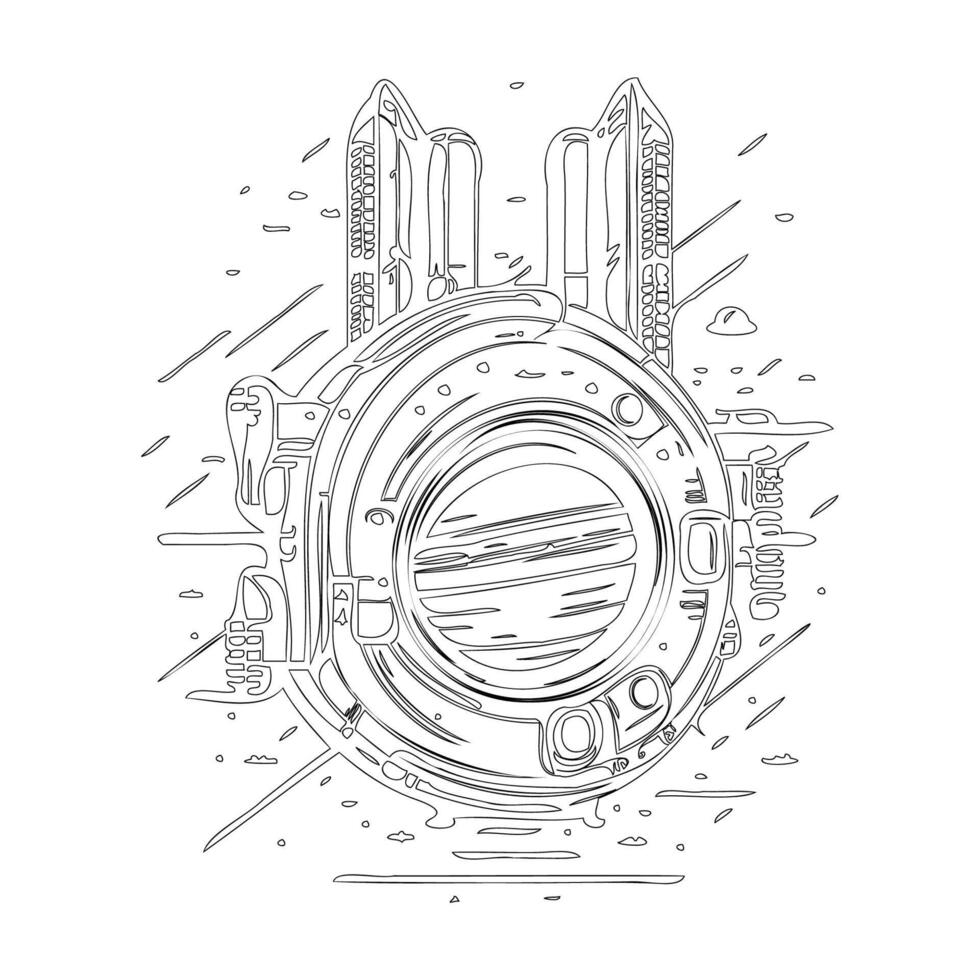 Space station outline illustration sketch vector
