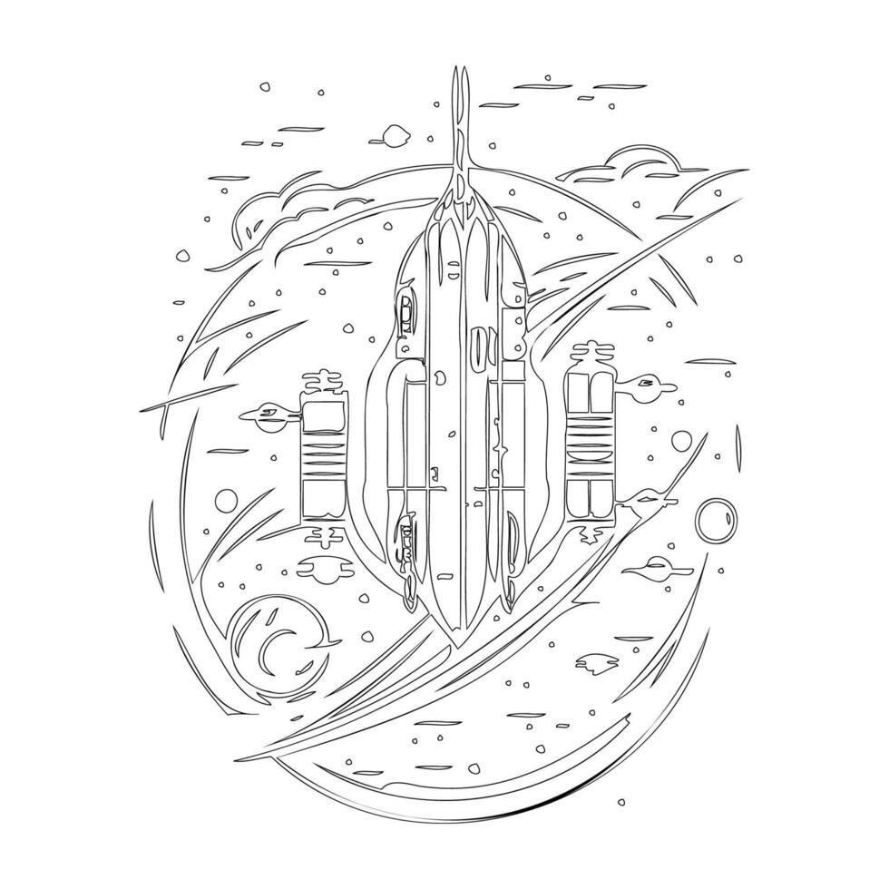 Space station outline illustration sketch vector