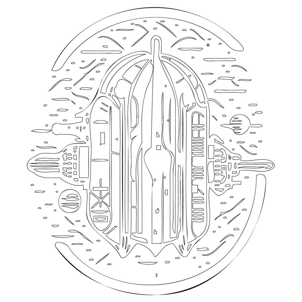 Space station outline illustration sketch vector