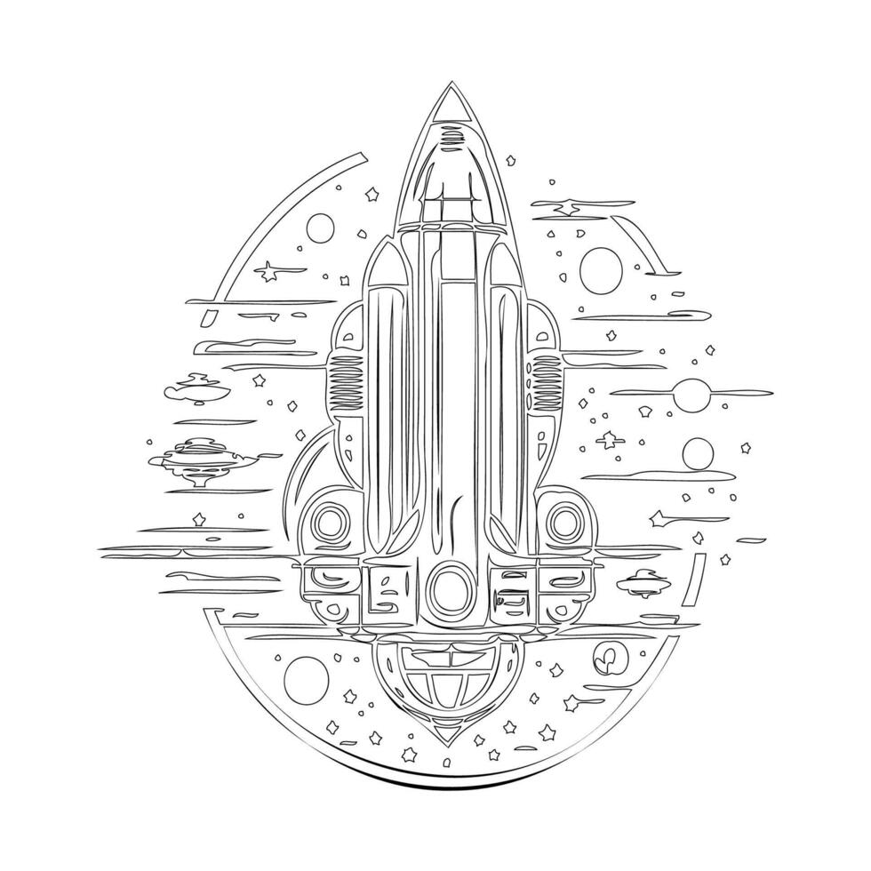 Space station outline illustration sketch vector