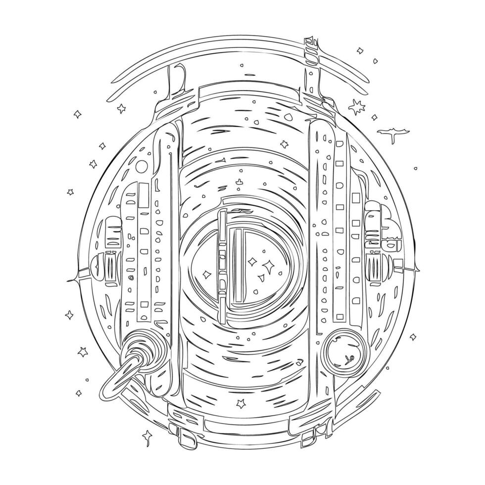 Space station outline illustration sketch vector