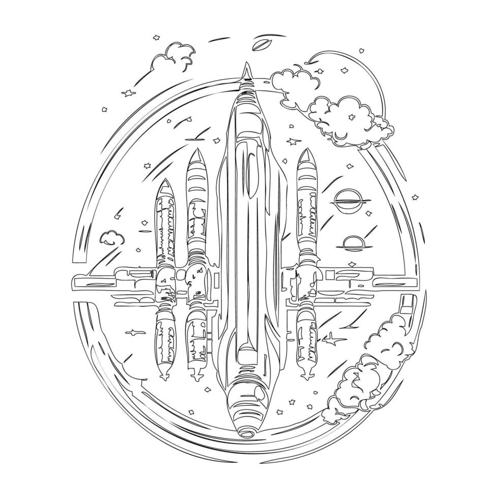 Space station outline illustration sketch vector