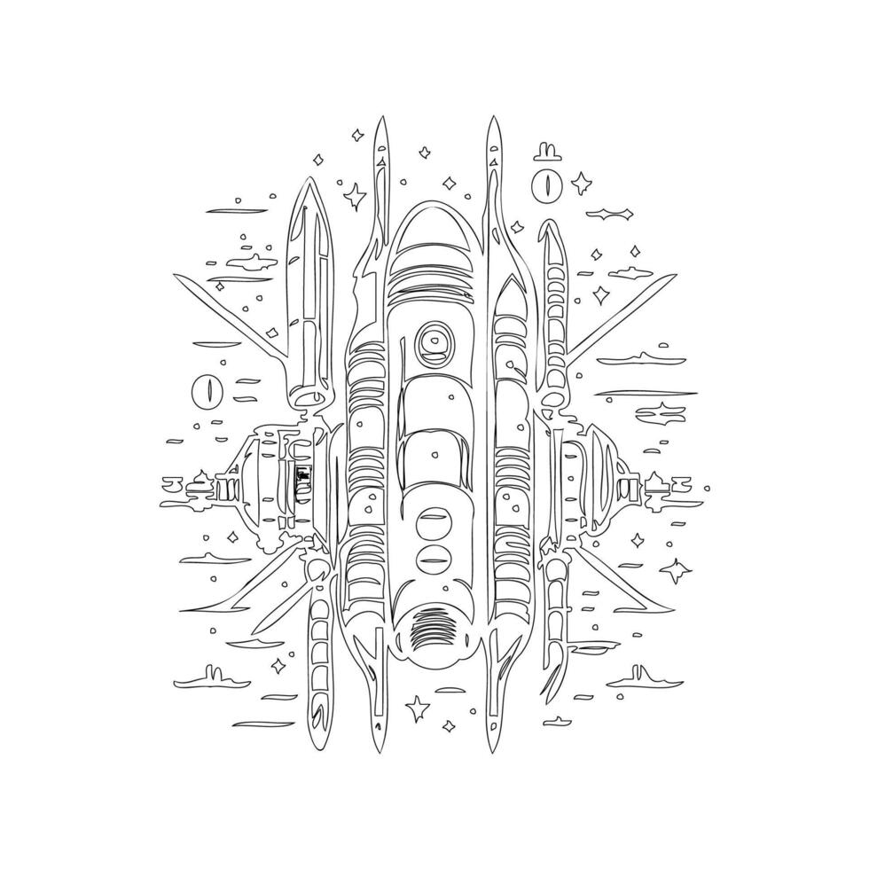 Space station outline illustration sketch vector