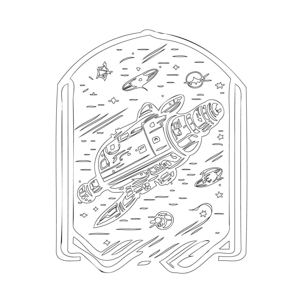 Space station outline illustration sketch vector