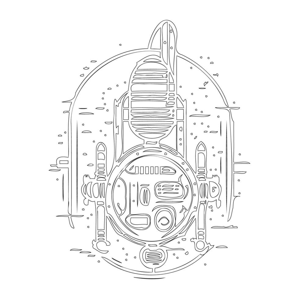 Space station outline illustration sketch vector