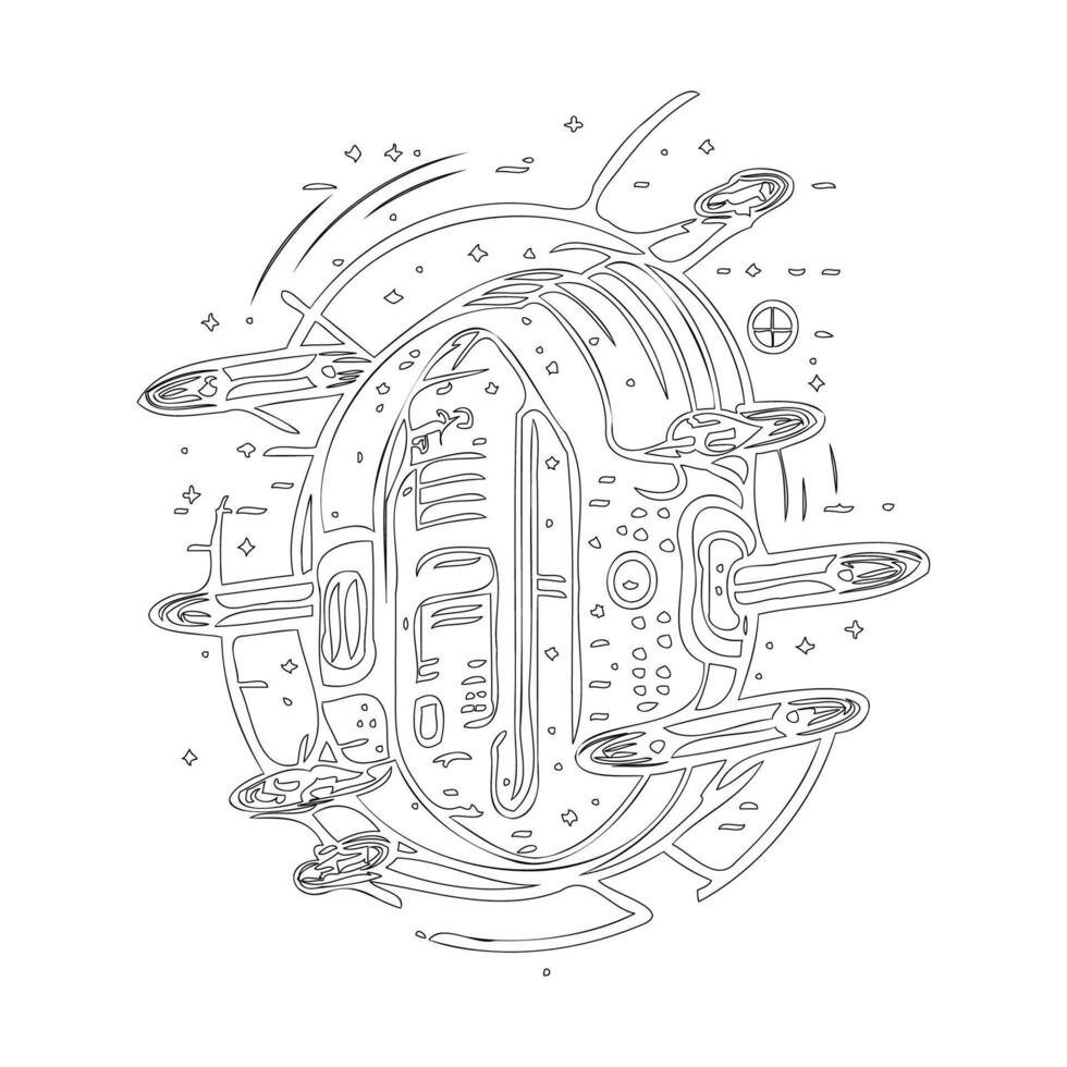 Space station outline illustration sketch vector