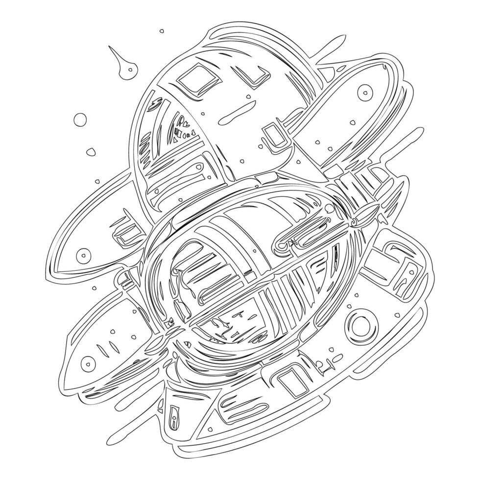 Space station outline illustration sketch vector