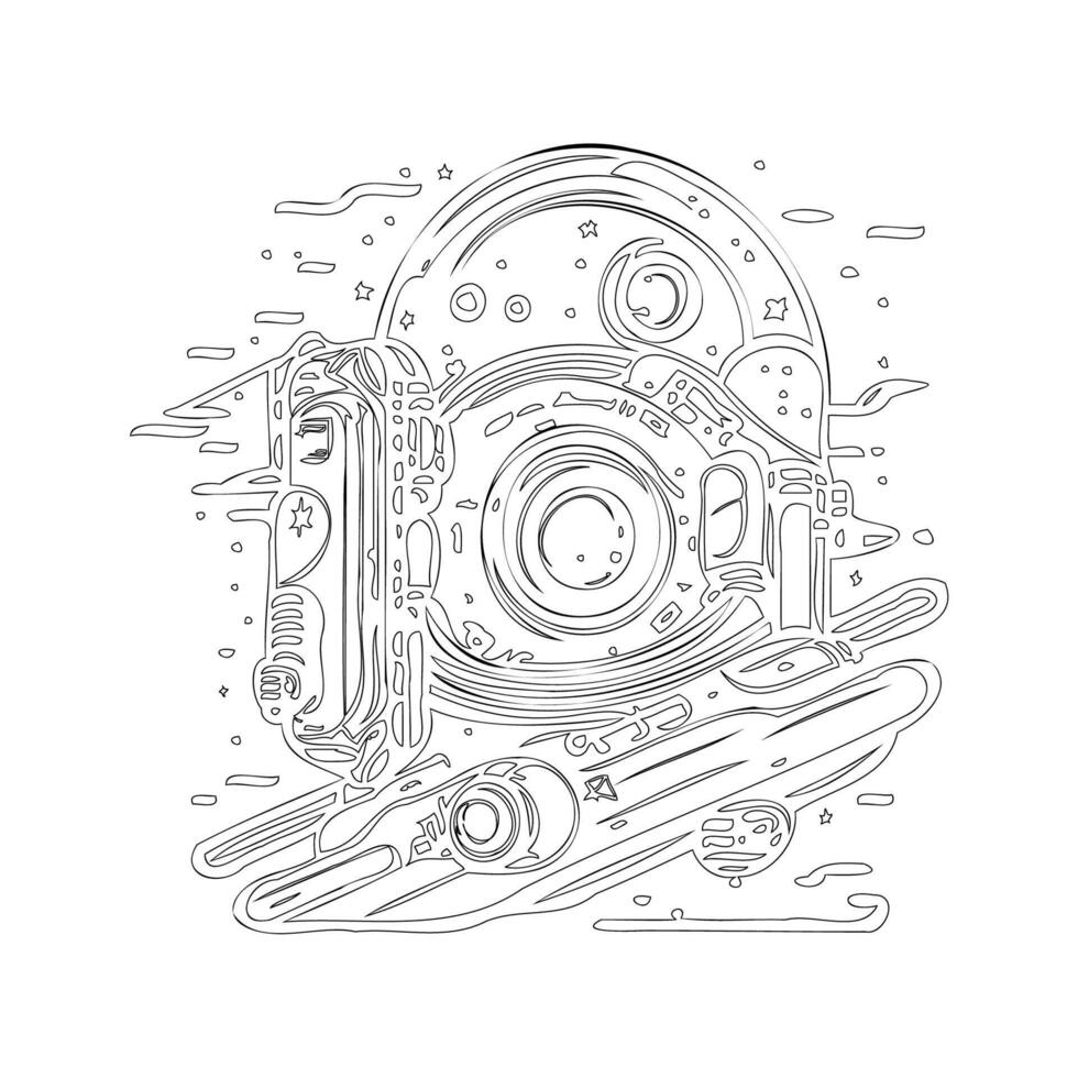 Space station outline illustration sketch vector