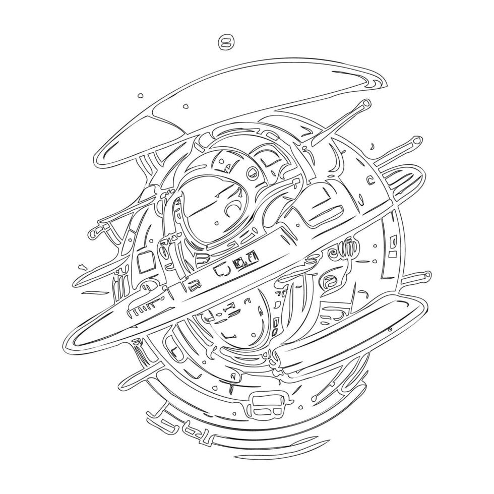Space station outline illustration sketch vector