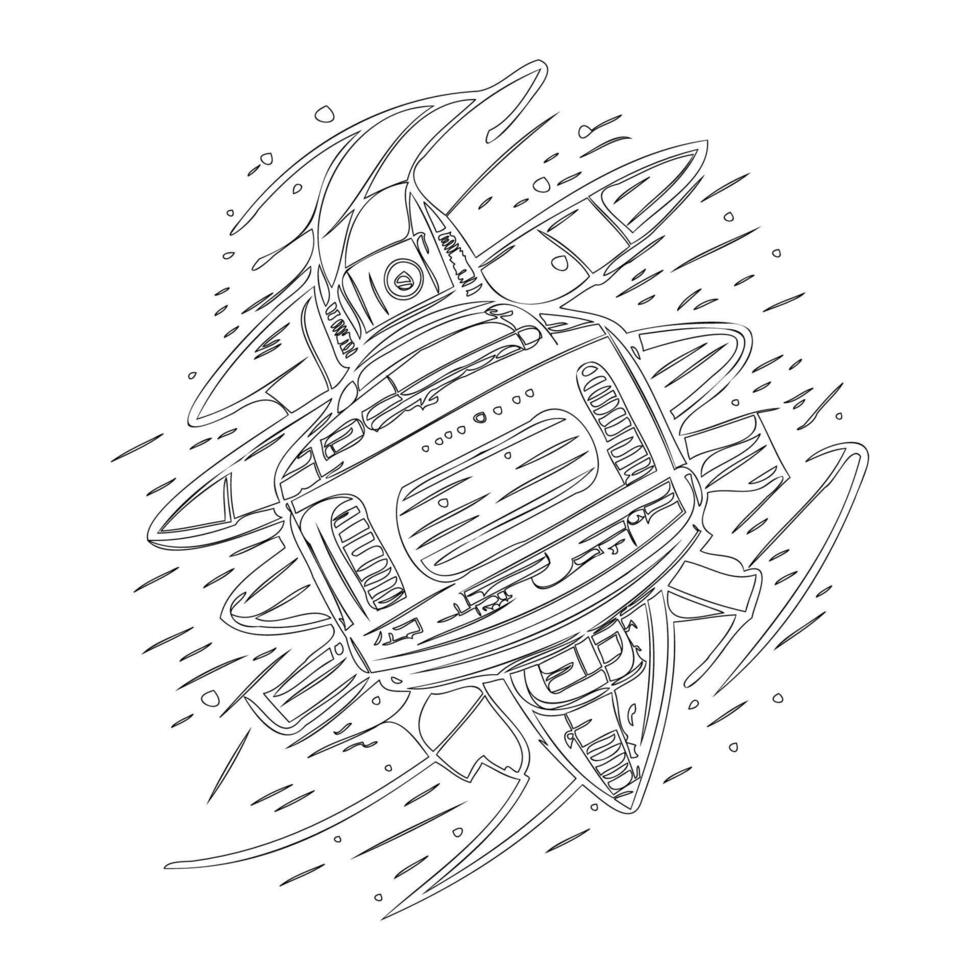 Space station outline illustration sketch vector
