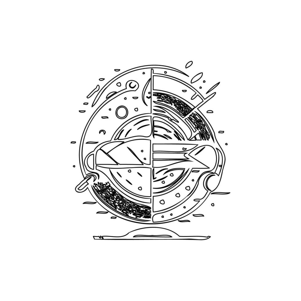 Satellite outline illustration sketch vector