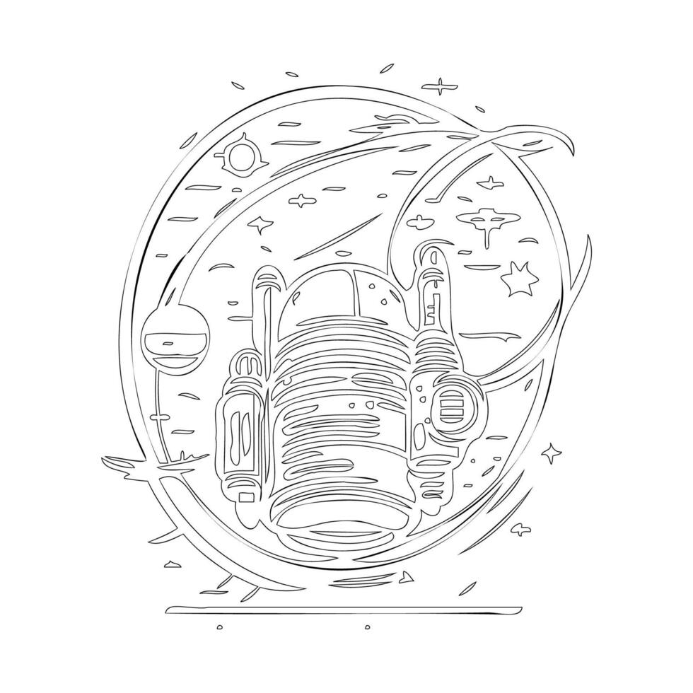 Space station outline illustration sketch vector
