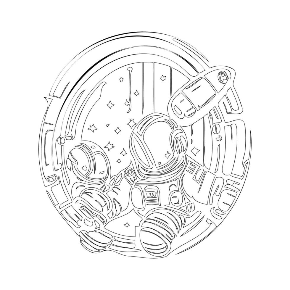 Space station outline illustration sketch vector