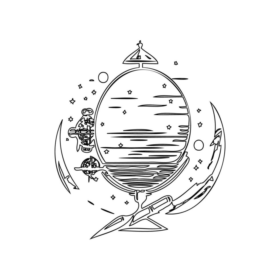 Satellite outline illustration sketch vector