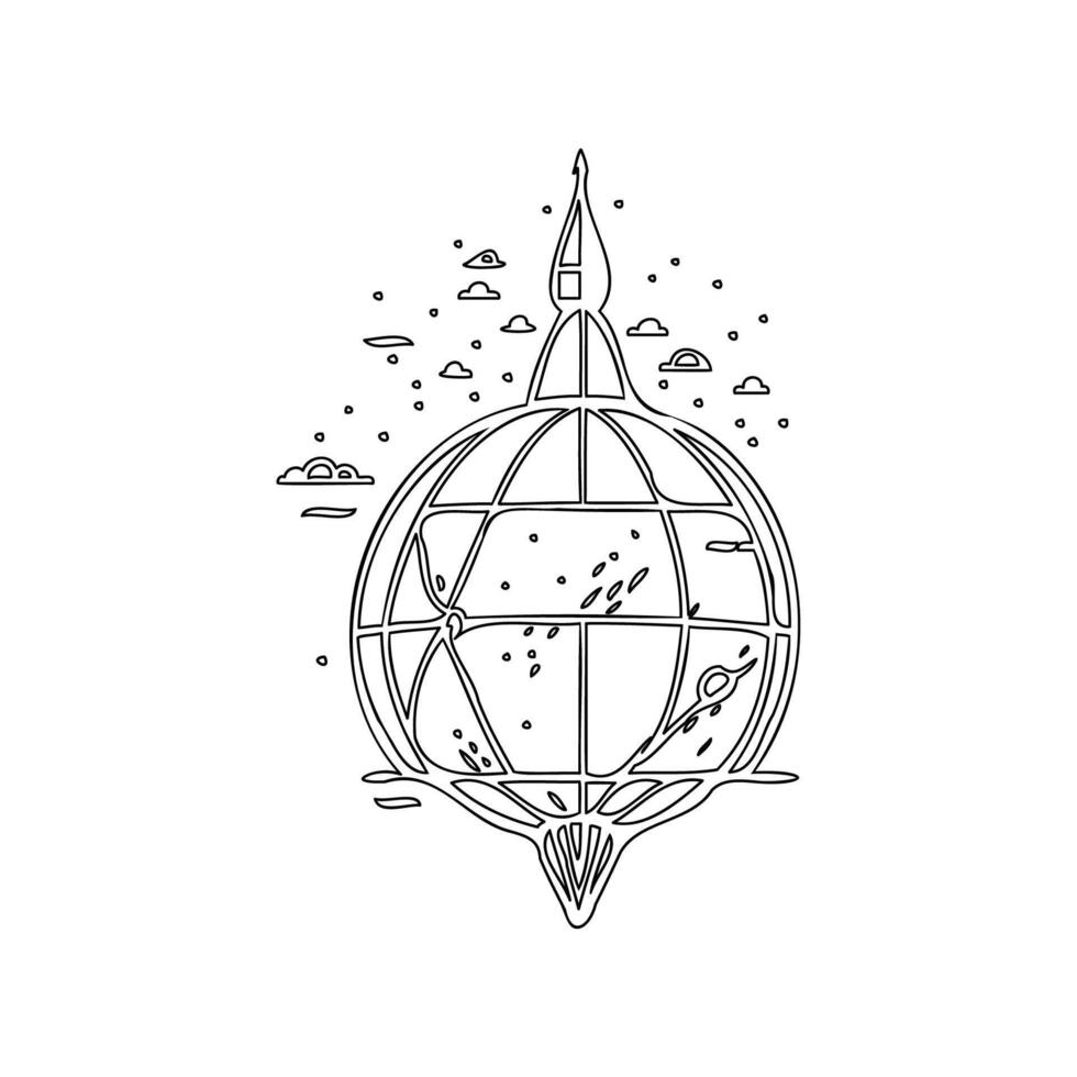Satellite outline illustration sketch vector