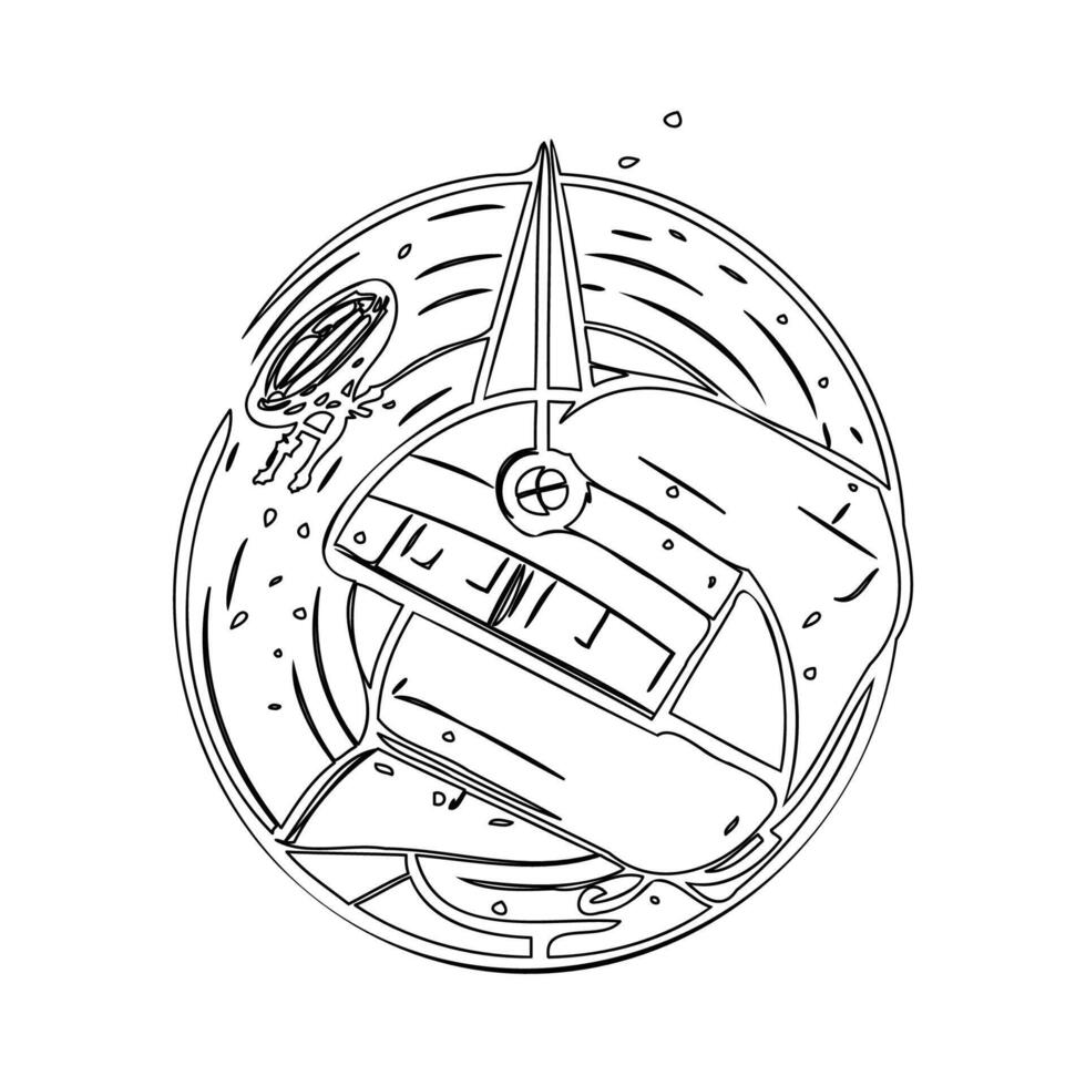Satellite outline illustration sketch vector