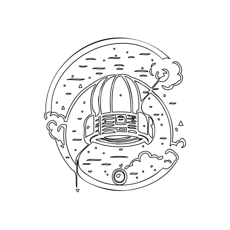 Satellite outline illustration sketch vector