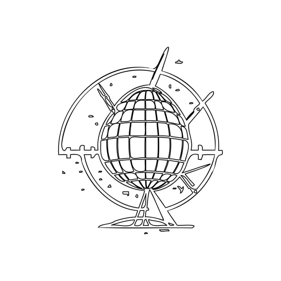 Satellite outline illustration sketch vector