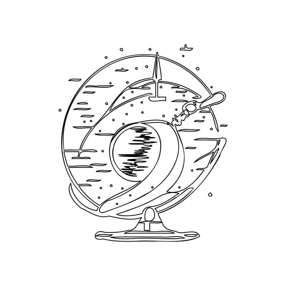Satellite outline illustration sketch vector