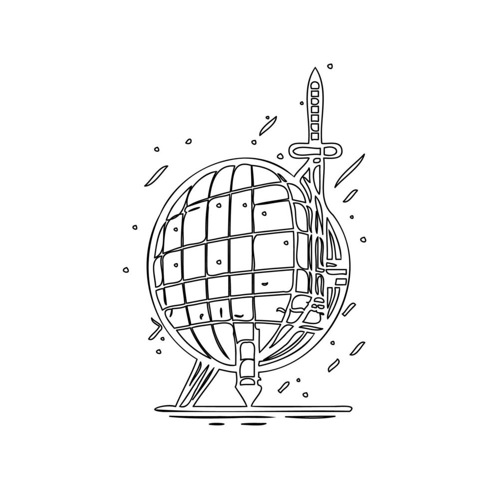 Satellite outline illustration sketch vector