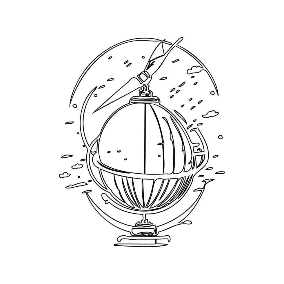 Satellite outline illustration sketch vector