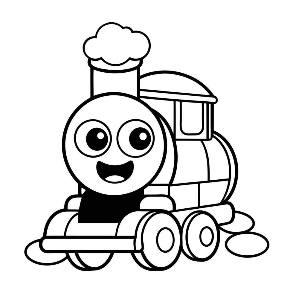 Trains coloring pages for kids book vector