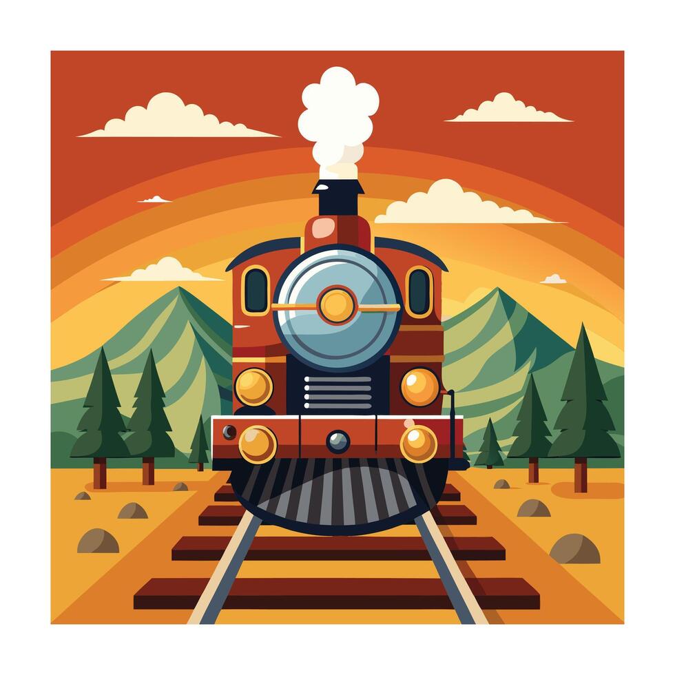 A colorful picture of a train illustration in the background vector
