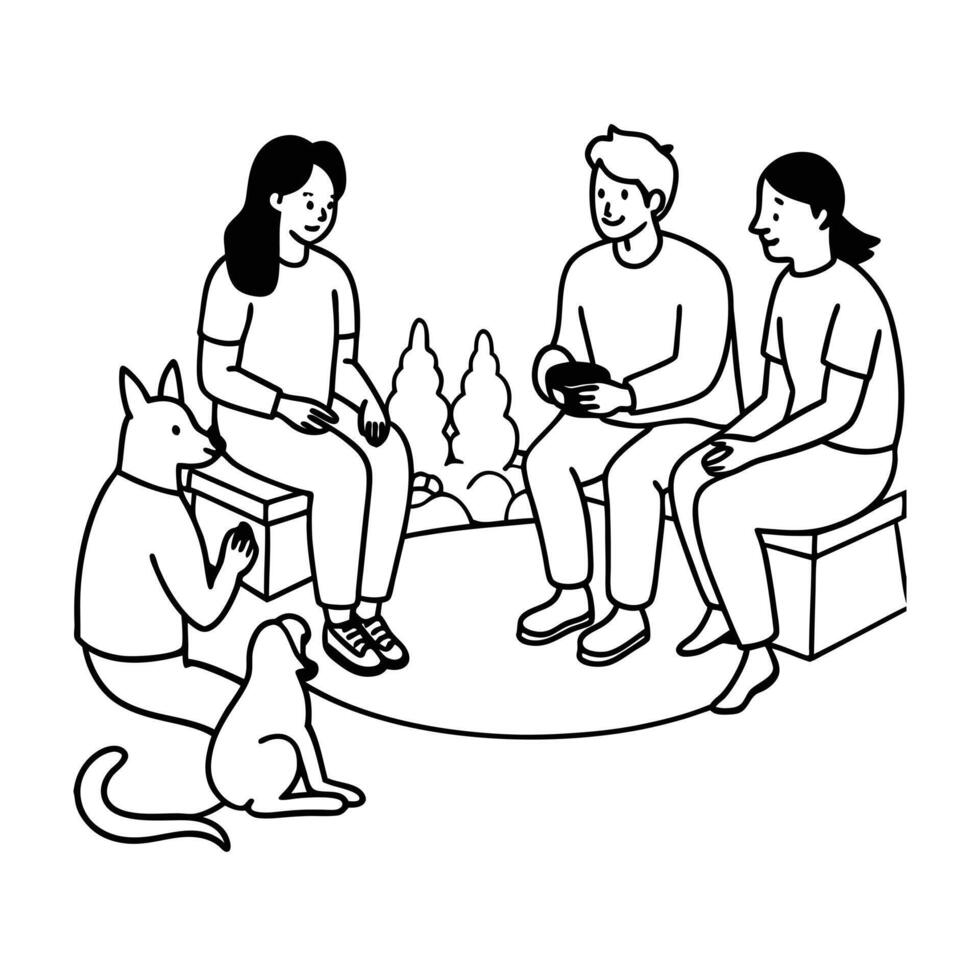 Neighborhood meeting coloring pages vector