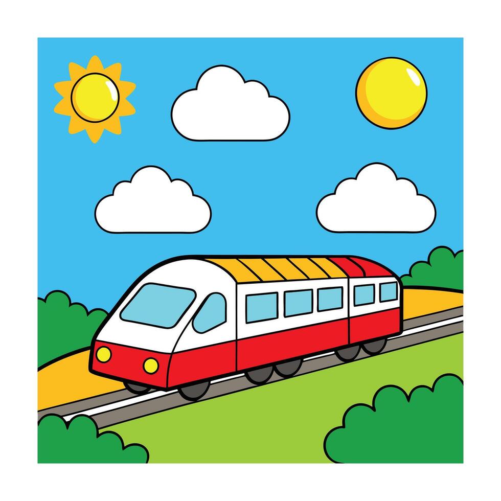 A colorful picture of a train illustration in the background vector