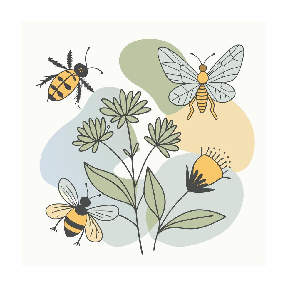 Hand drawn design botanical elements collection vector
