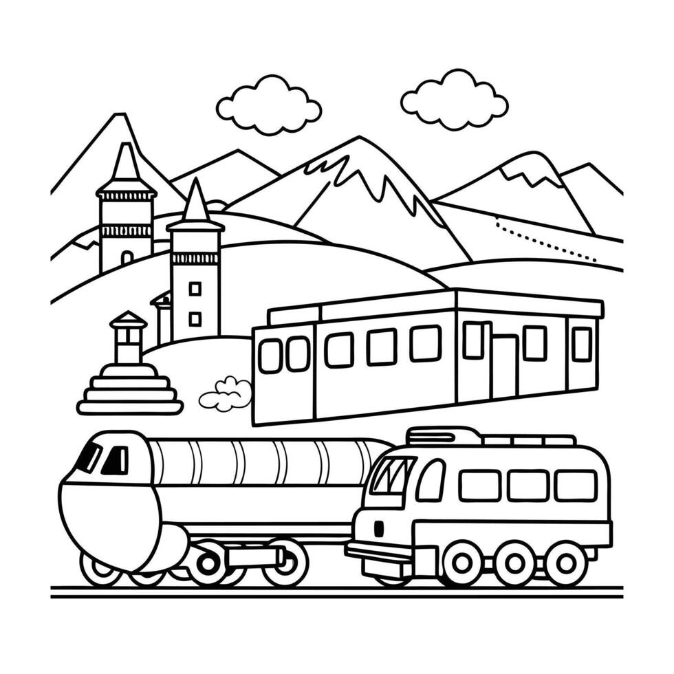 Train coloring pages for coloring kids coloring book vector