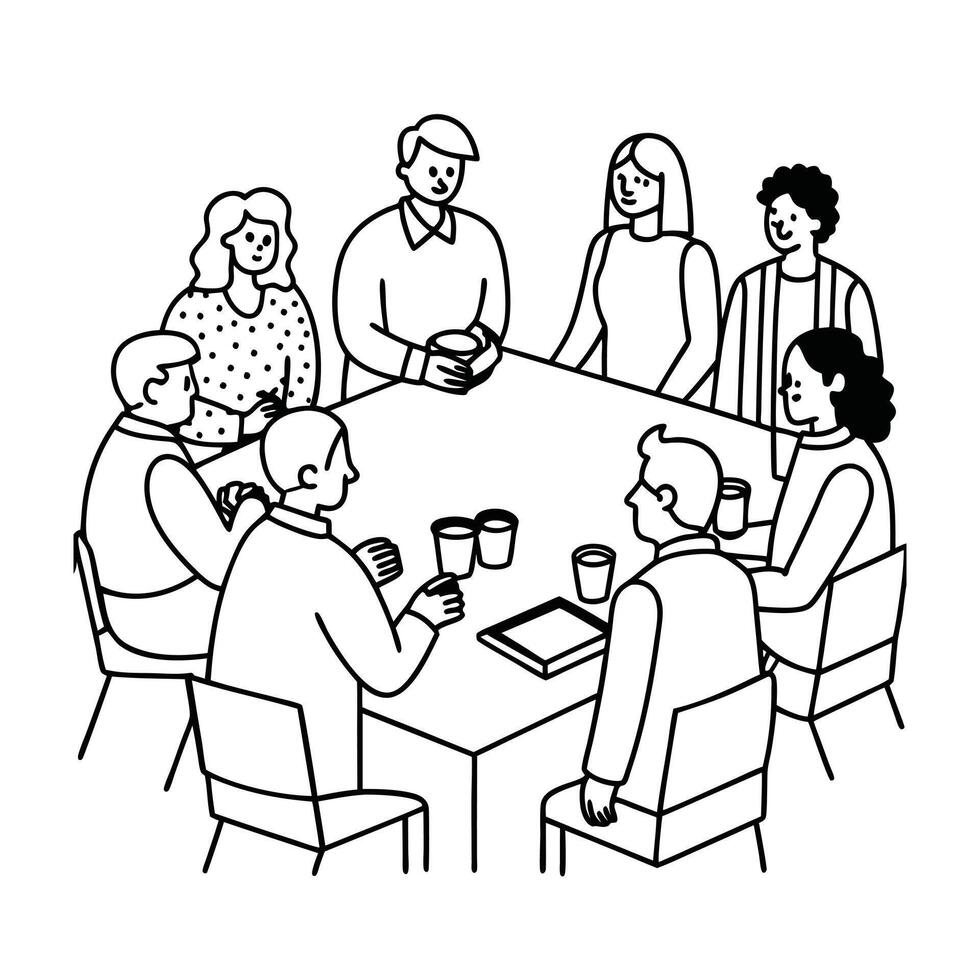 Neighborhood meeting coloring pages vector