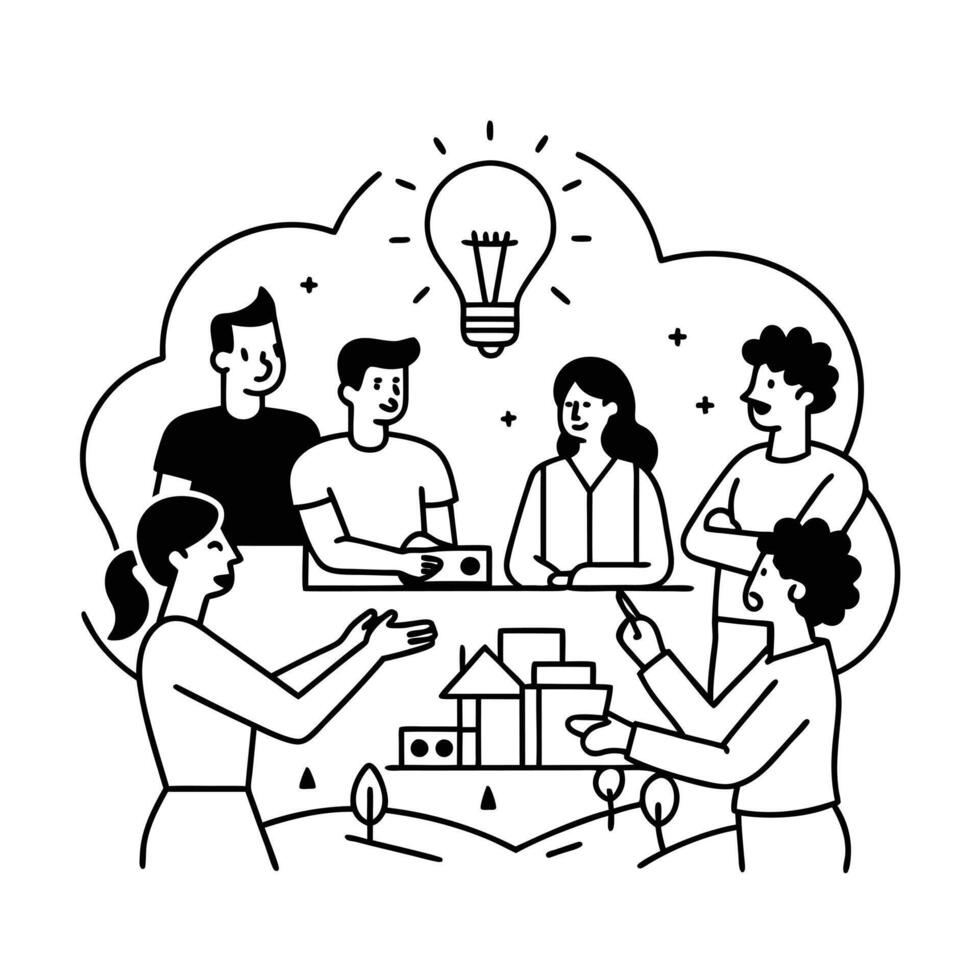 Neighborhood meeting coloring pages vector
