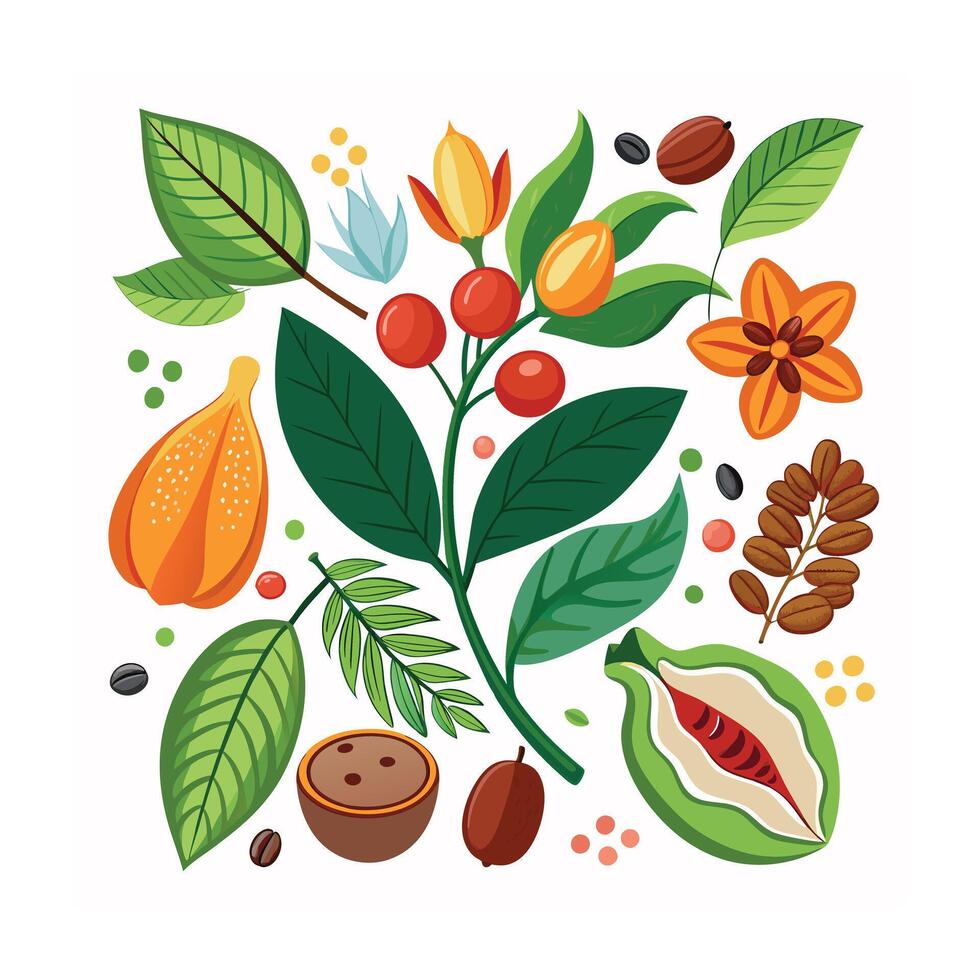 Hand drawn design botanical elements collection vector