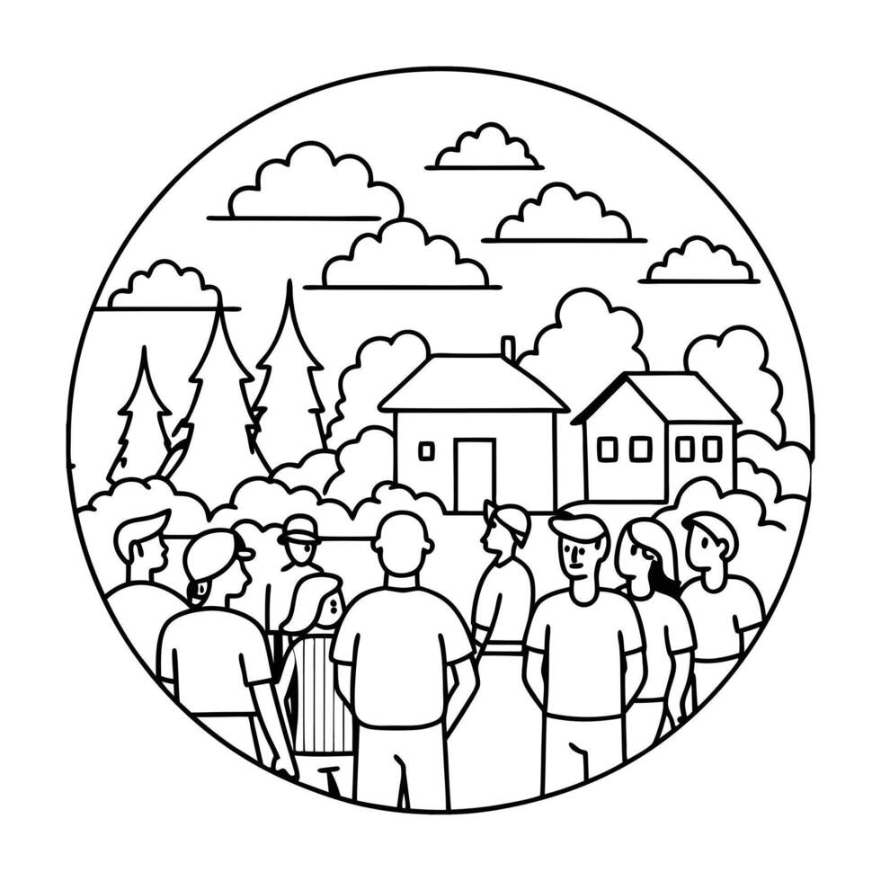 Neighborhood meeting coloring pages vector