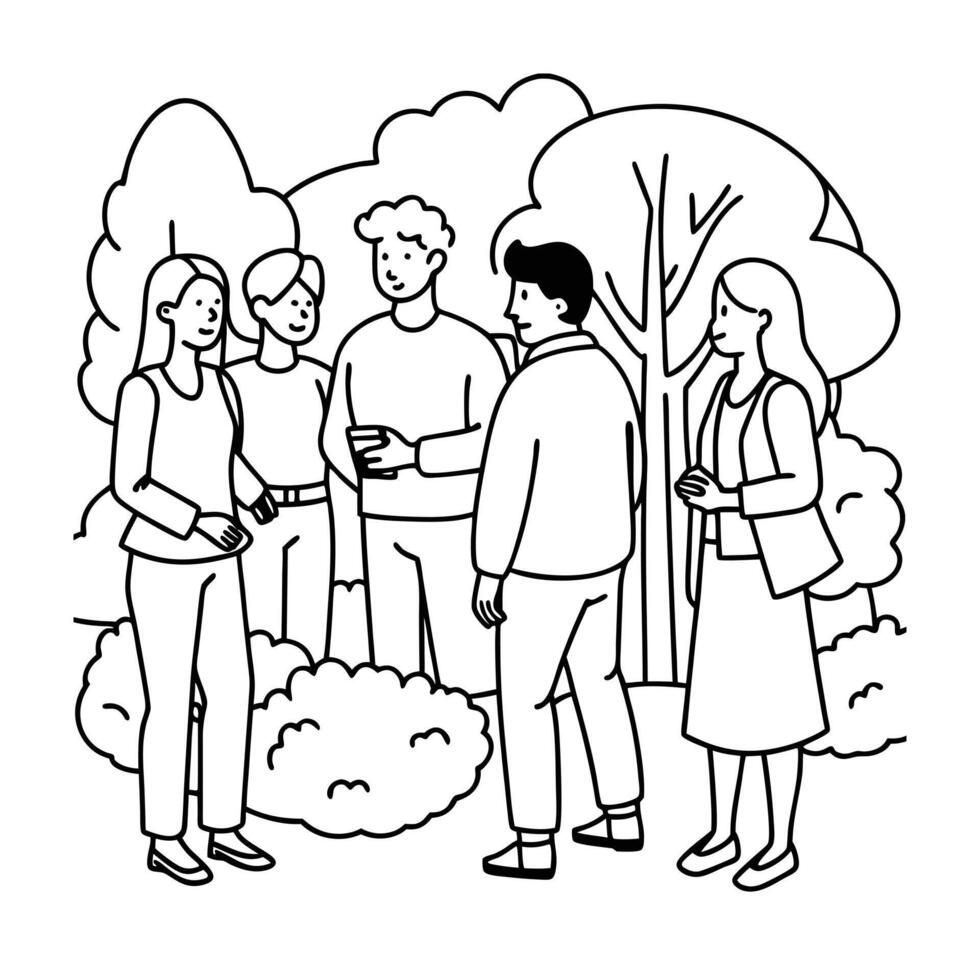 Neighborhood meeting coloring pages vector