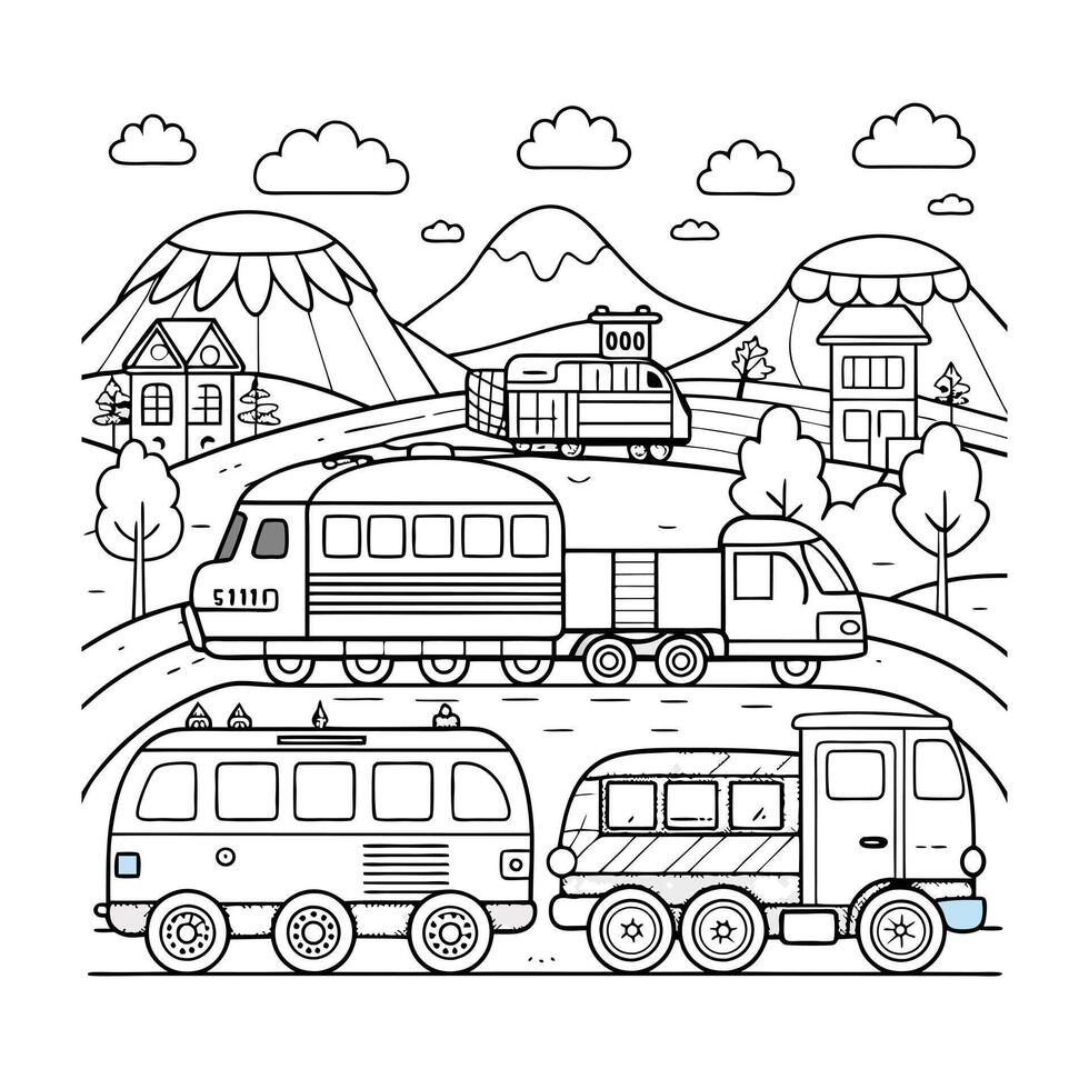 A colorful picture of a train illustration in the background vector