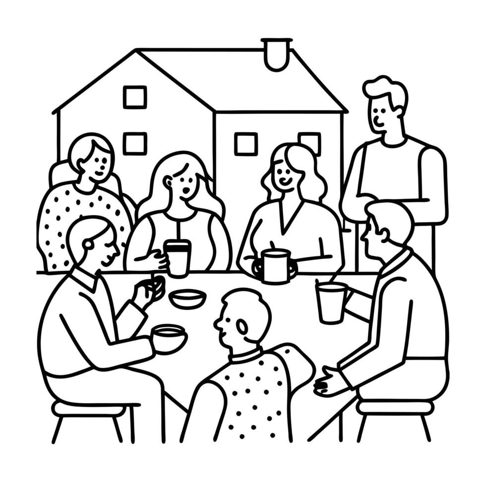 Neighborhood meeting coloring pages vector