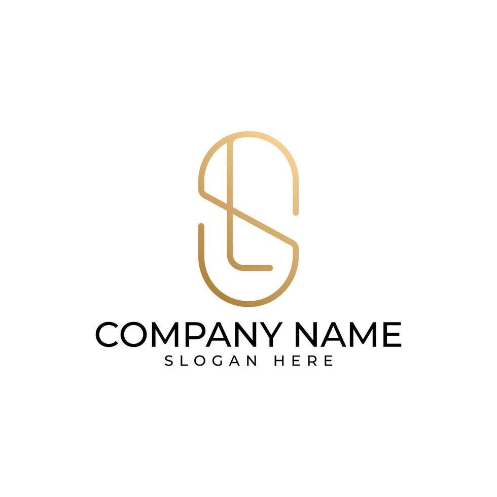 The initial SL lettermark intertwined with soft round and gold gradient in modern luxury elegant and minimalist style photo