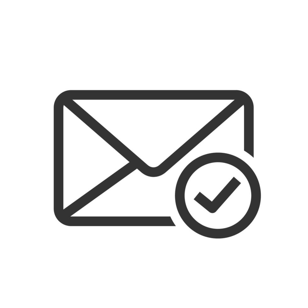 Email success checkmark symbol icon isolated flat style illustration. vector