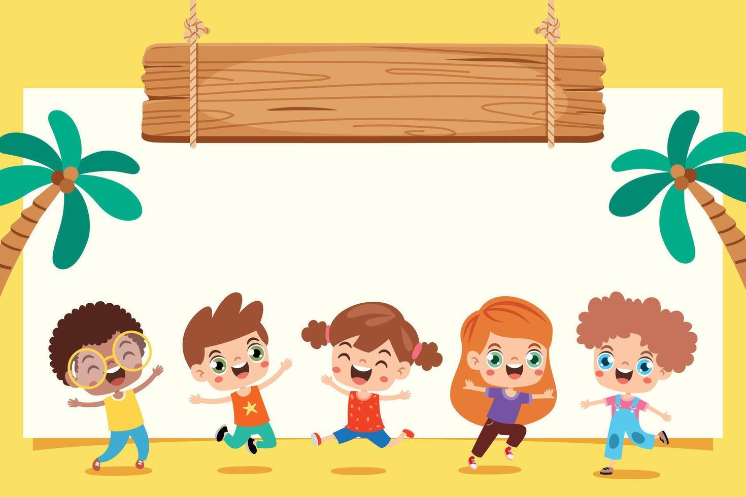 Cartoon Kids With A Blank Frame vector