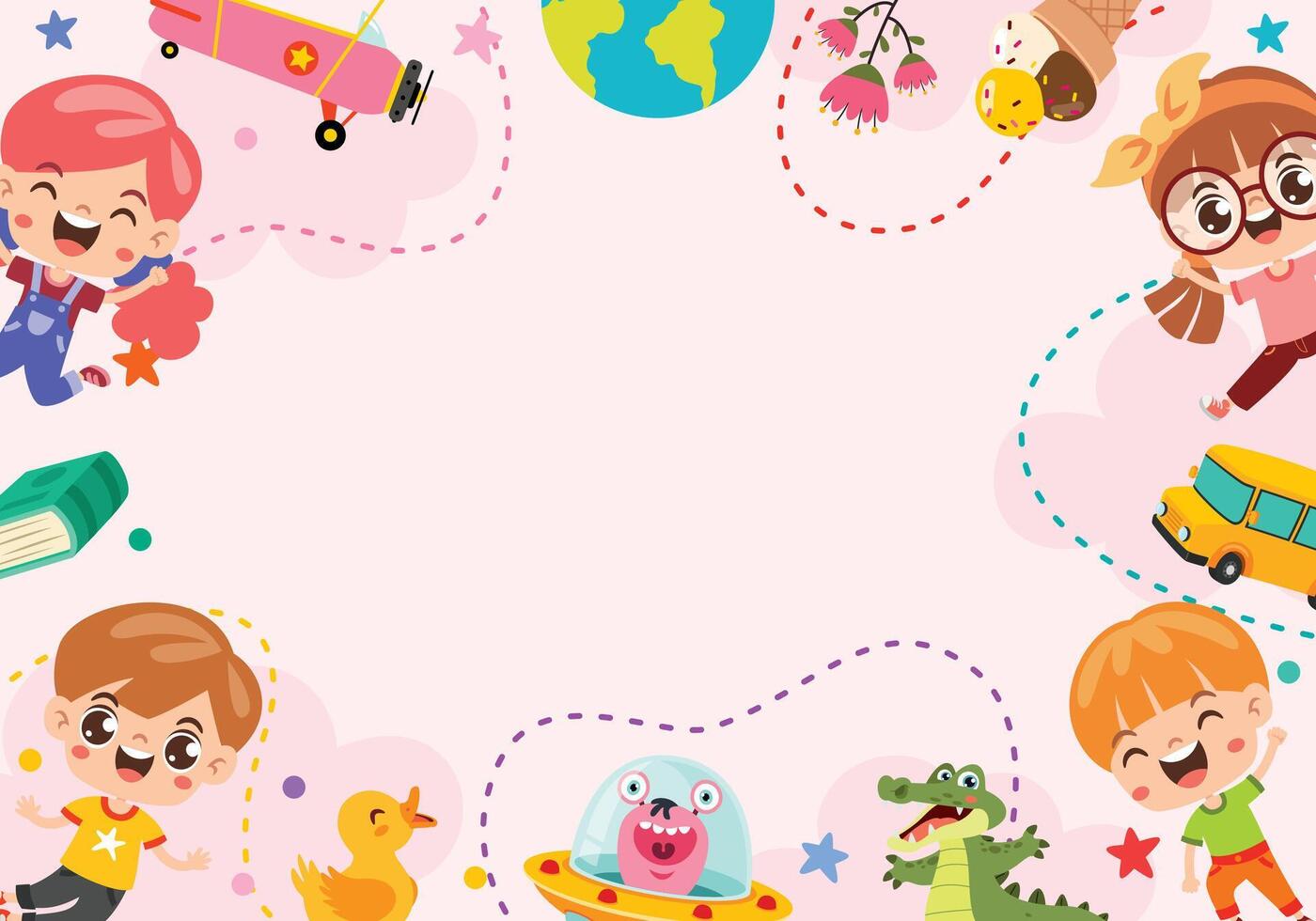 Template Design With Childish Elements vector