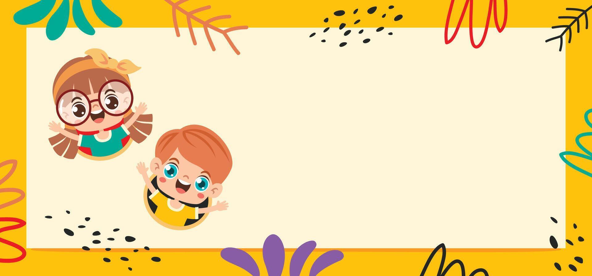 Cartoon Kids With A Blank Frame vector
