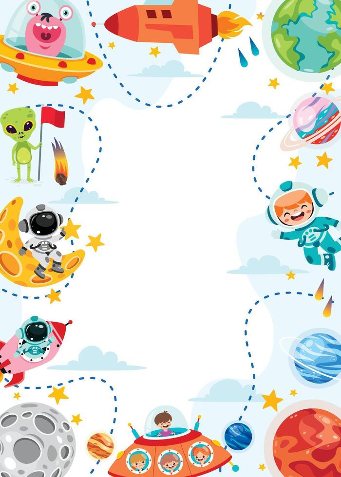 Template Design With Colorful Space Elements vector