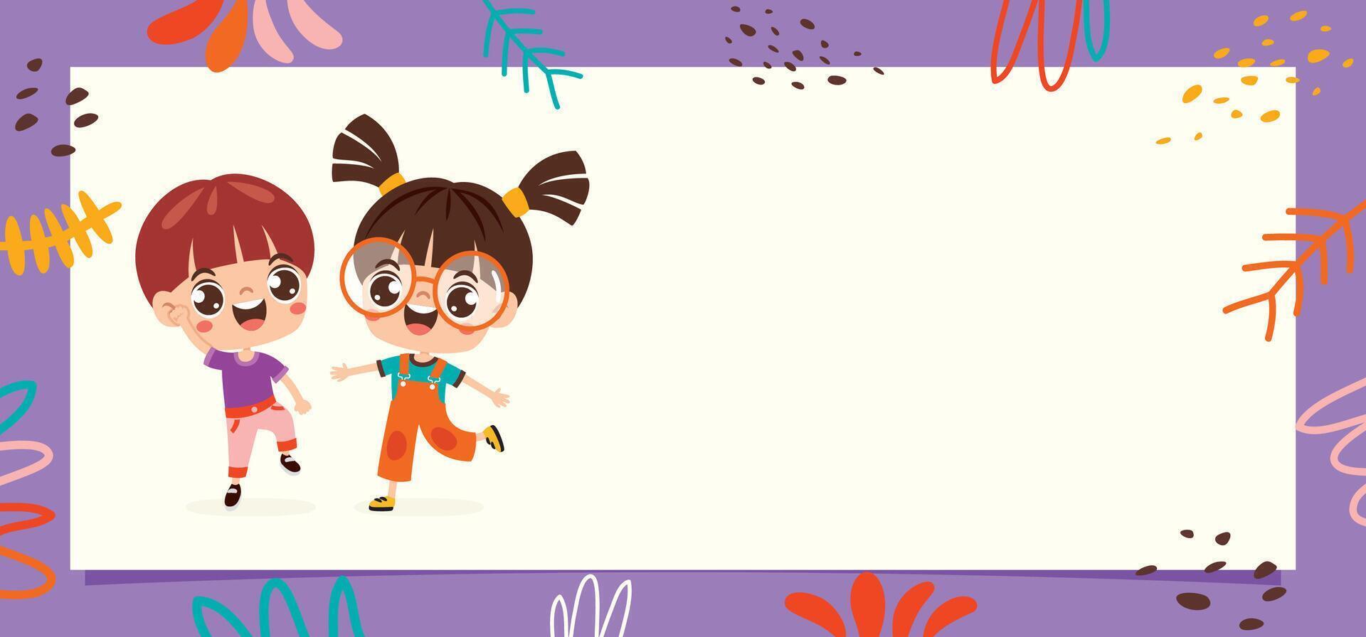 Cartoon Kids With A Blank Frame vector
