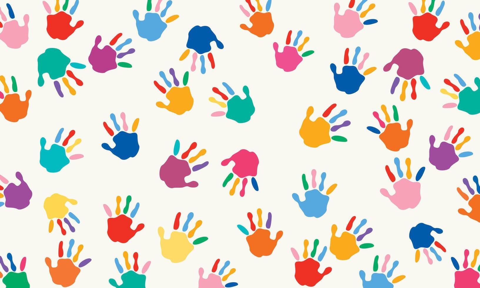 Background With Colorful Painted Hands vector